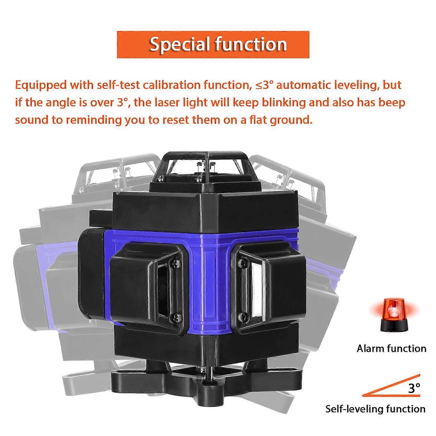 Multifunctional 4D 16 Lines Laser Level 3° Self-leveling Machine USB Rechargeable Lithium Battery Le