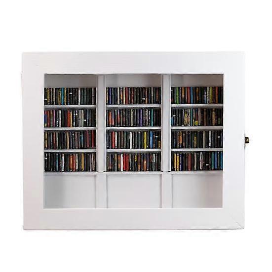 Anxiety Relief Mini Bookshelf Realistic Miniature Bookshelf Ornament with 300 Pcs Mini Book Wood Simulated Mini Bookshelf for Book Lovers Home Decor