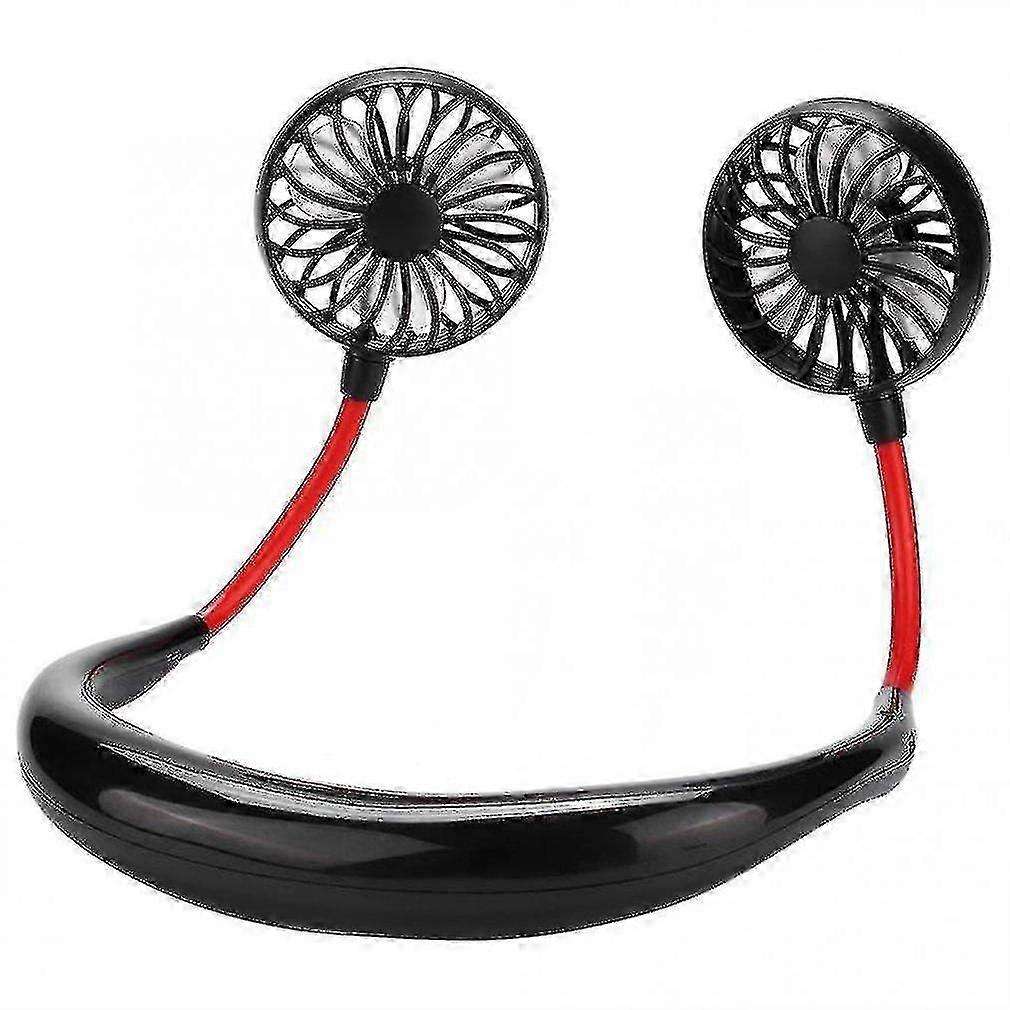 Mini Portable Fan Neck Fan Neckband With Rechargeable Battery Desk Fans 180 Degree Adjustable(black)