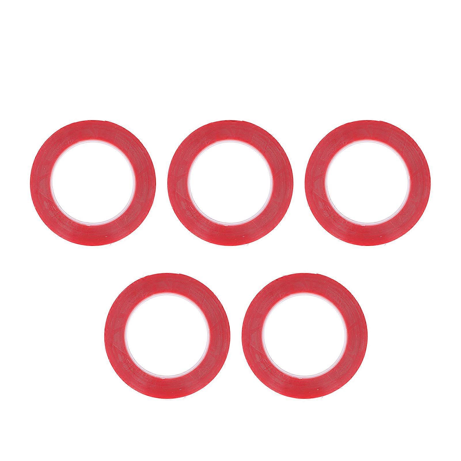 5Pcs Double Sided Adhesive Tape Transparent Acrylic Temperature Resistant High Adhesion Traceless Red Film