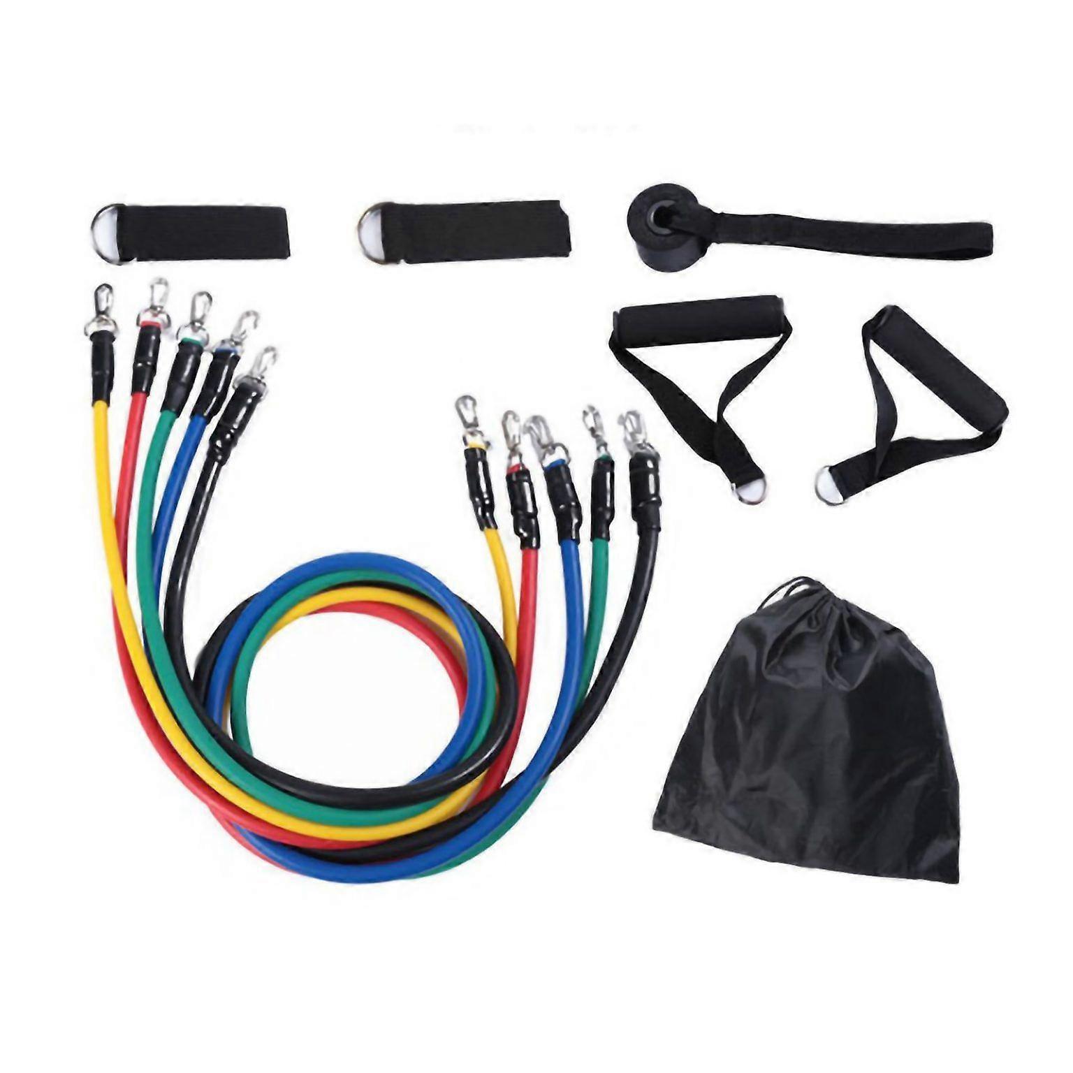 11-Piece Elastic Tube Resistance Bands Set - Durable Latex Exercise Bands