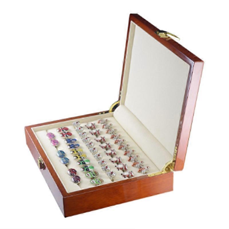 Glass Cufflinks Box for Men Painted Wooden Collection Display Box Storage 20-30Pairs Capacity Rings