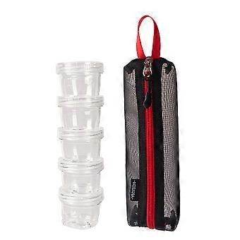 Outdoor Portable Splicing Seasoning Bottles 5-piece Sets Camping Picnics Fishing Barbecue Seasoning Box Keep Spices Dry  White