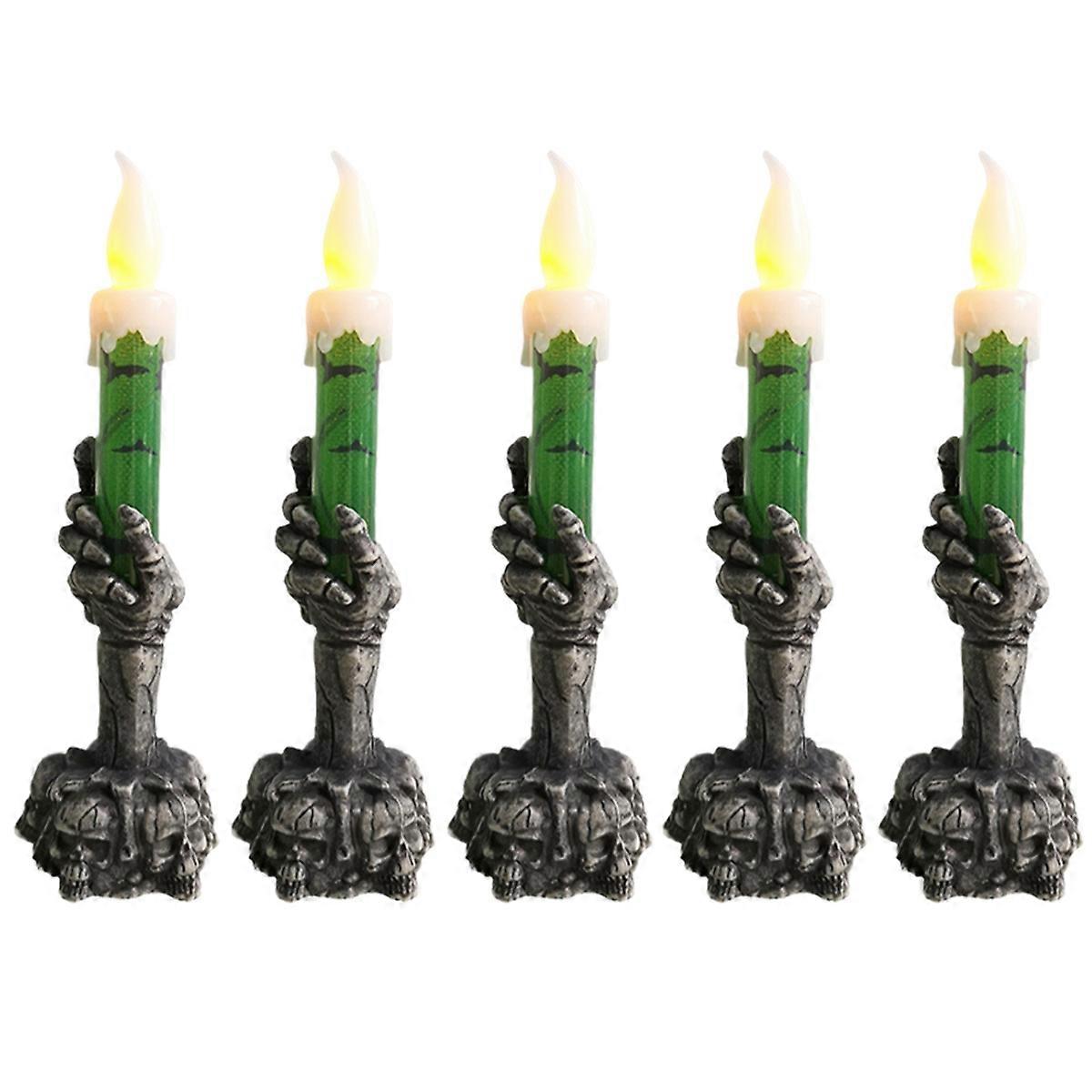 Halloween LED Light Skeleton Ghost Handheld Candle Light Home green