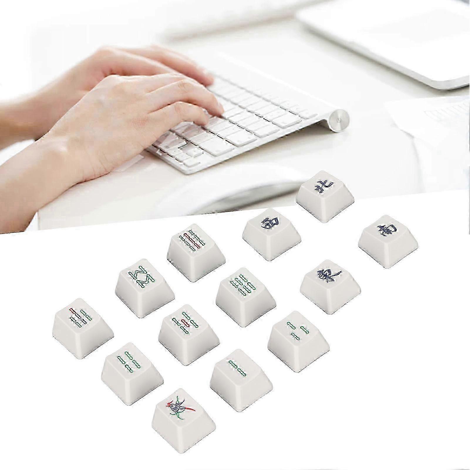 13pcs Mahjong Style PBT Cherry Height Gaming Keycaps Set