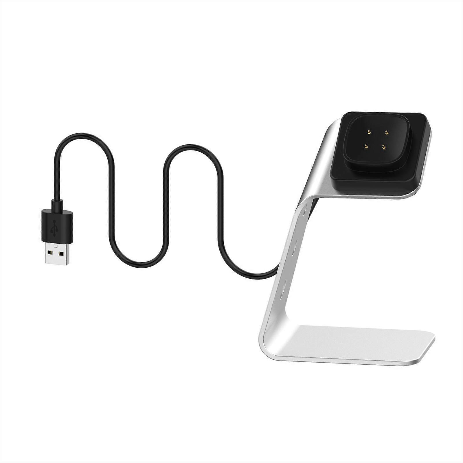 Magnetic Charger Cradle Holder Power Adapter Dock Mount Bracket for FitbitVersa 3 Sense Smartwatch Accessory Silver