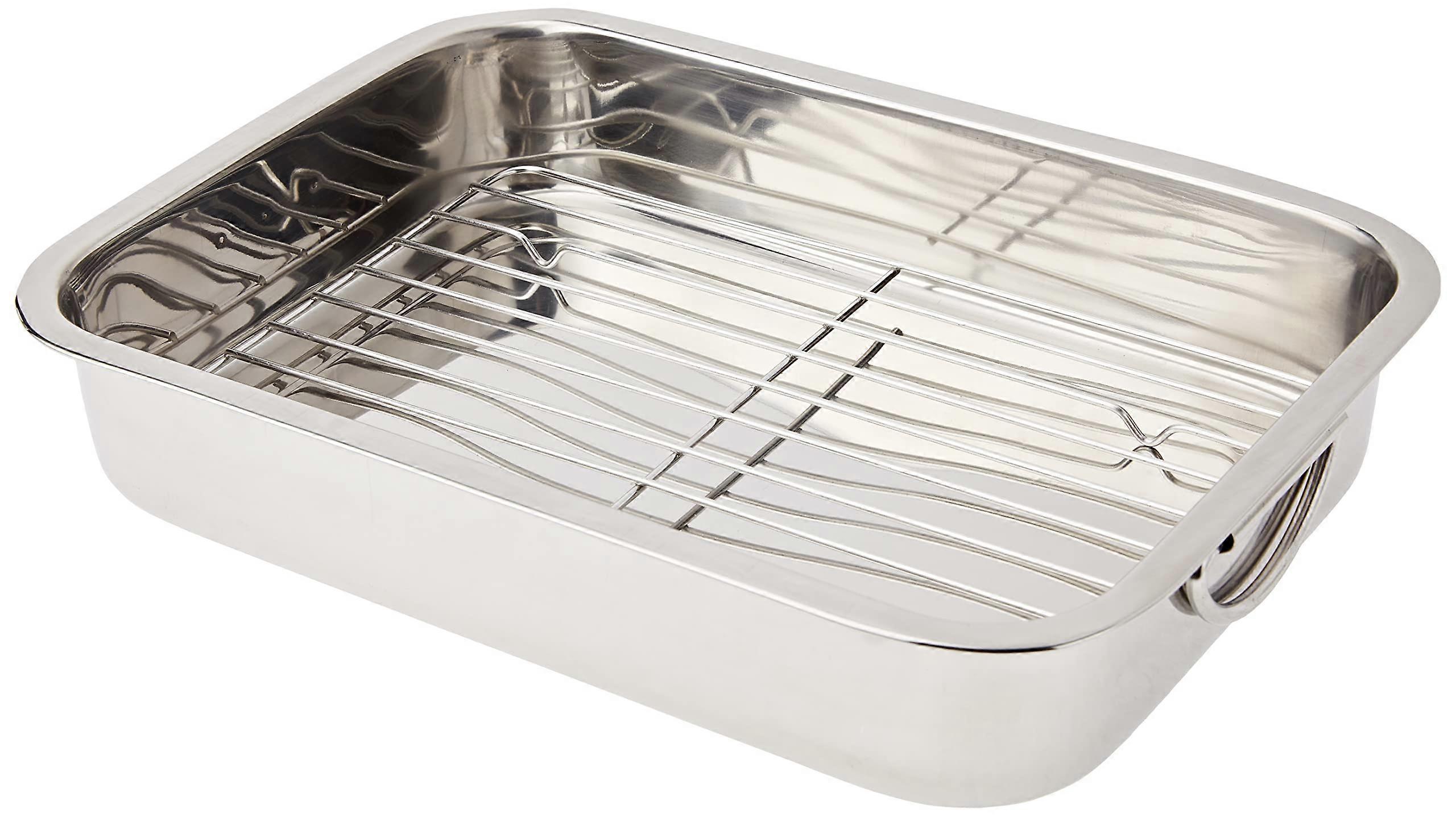 Stainless Steel Baking Tray 35 x 26 x 6.8 cm, 5.2 L Capacity, Durable Cookware for Baking and Roasting