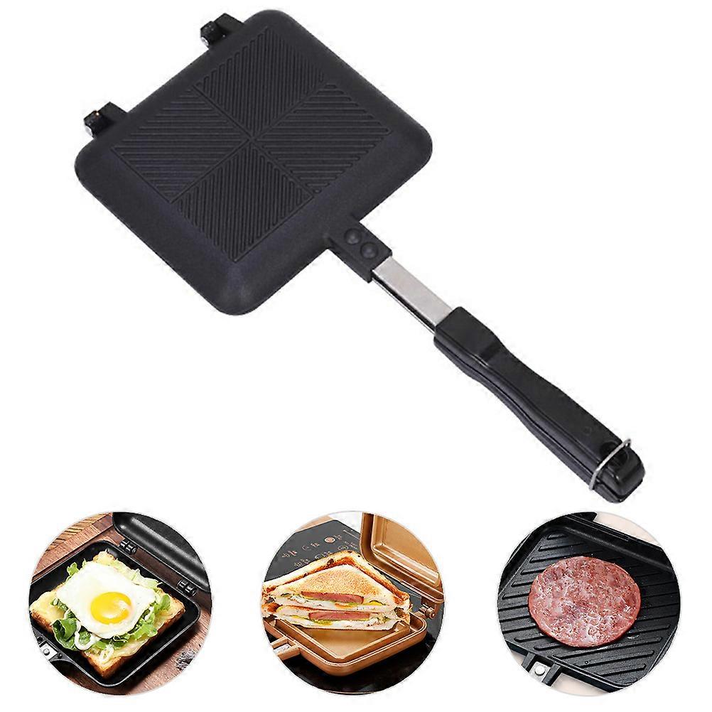 Aluminum Double Sided Frying Pan Dual Sided Sandwich Maker with Handles Nonstick Griddle Toast Pan