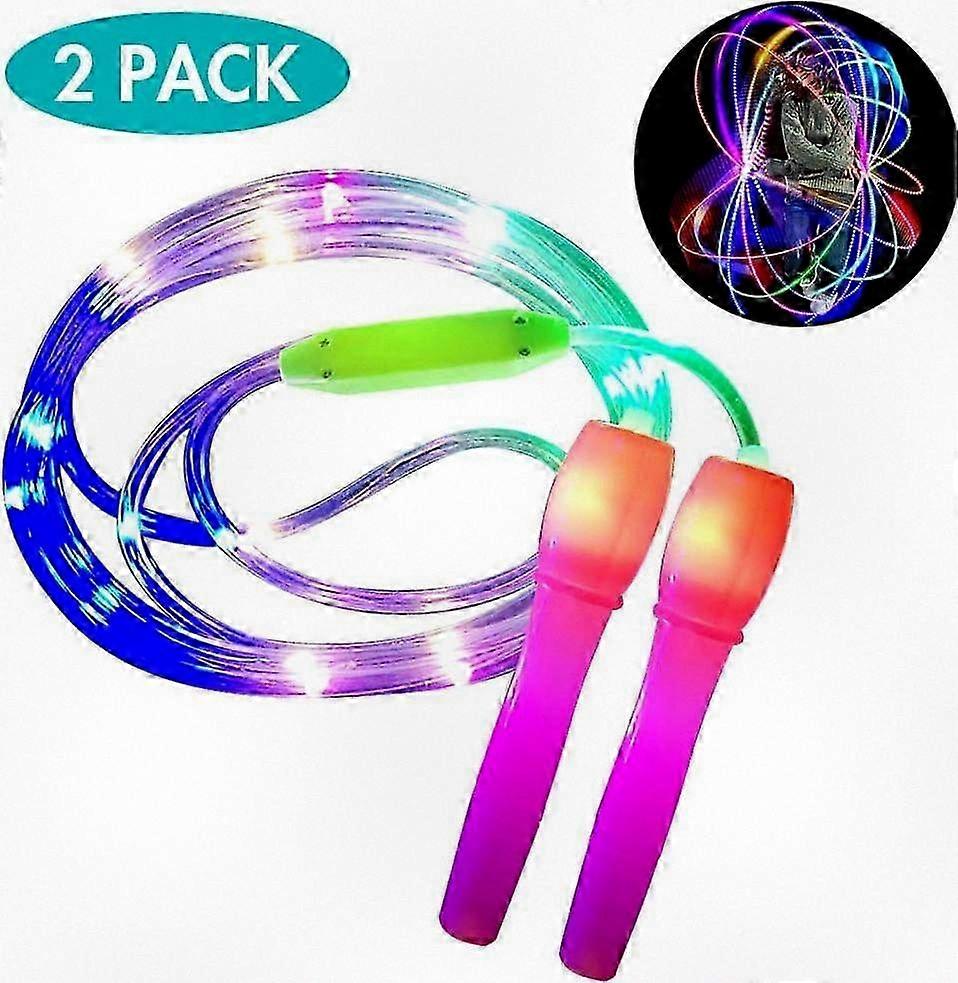 2-Pack Adjustable LED Jump Rope with 3 Lighting Modes for Speed Training
