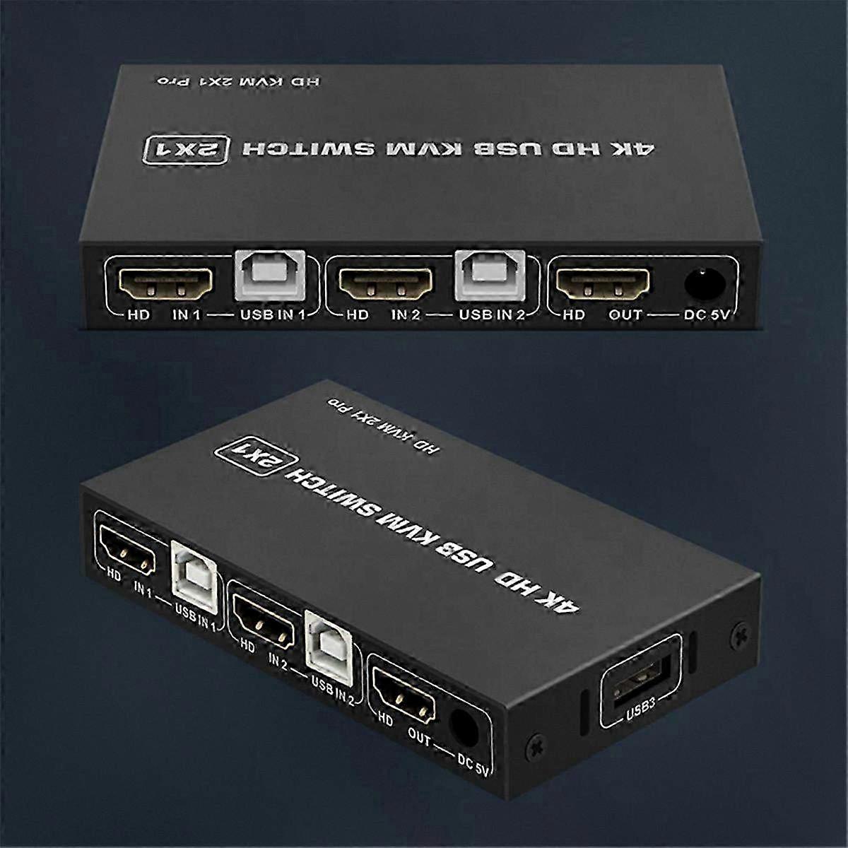 3-Port USB KVM Switch - 4K 60Hz Monitor Sharing Hub for Desktop Computers