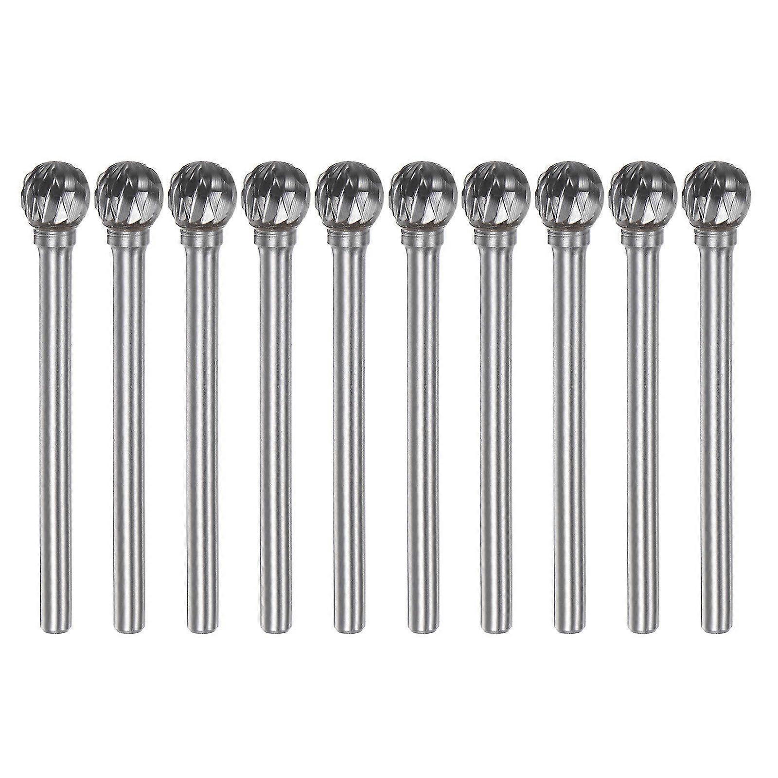 10pcs D-Shape Double Cut Carbide Rotary Burrs 1/4" (6mm) Head 1/8" (3mm) Shank for Metalworking