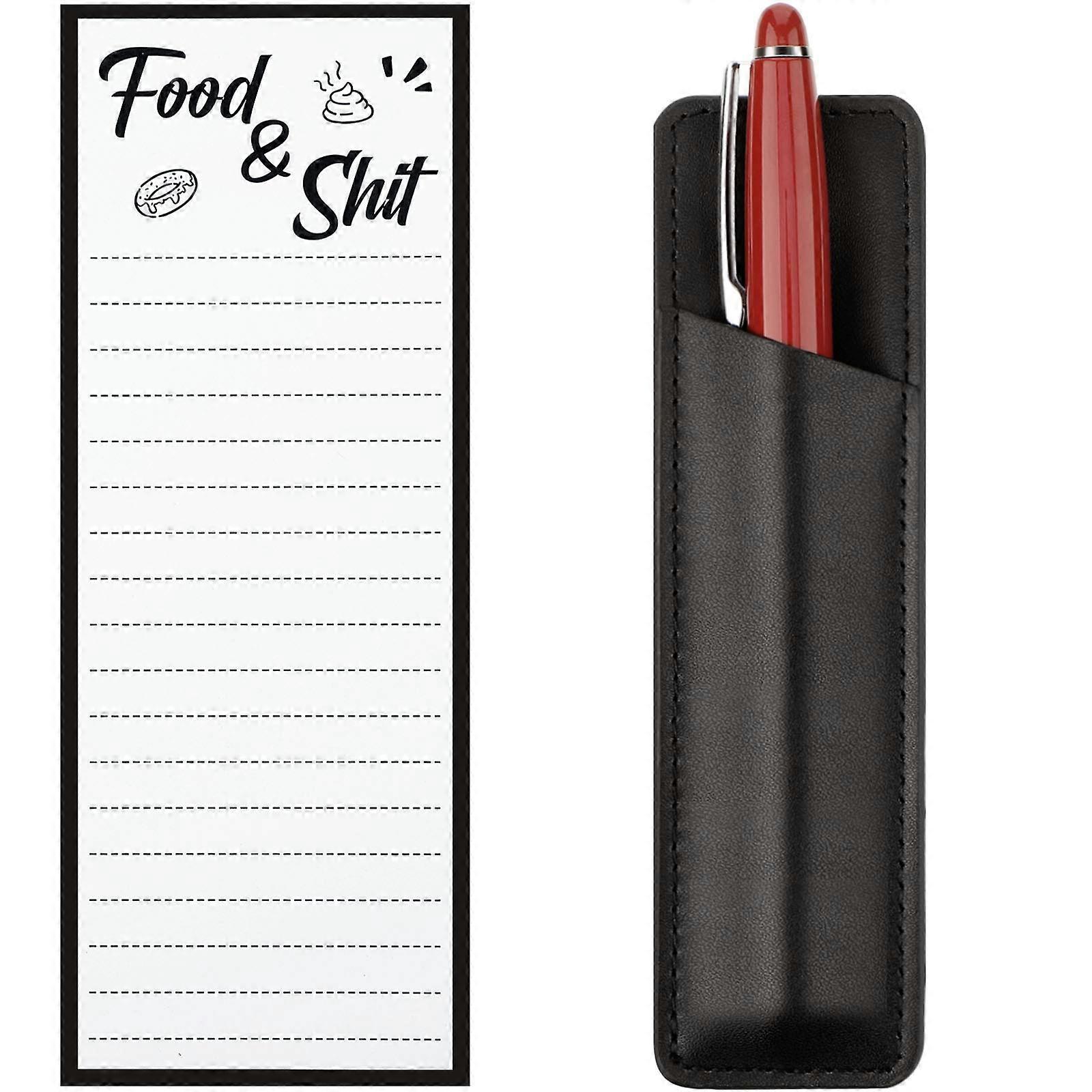 Magnetic Notepad for Refrigerator, Funny Grocery List Pad with Magnetic Backing, Faux Leather Marker Board, Black and White Simple Style