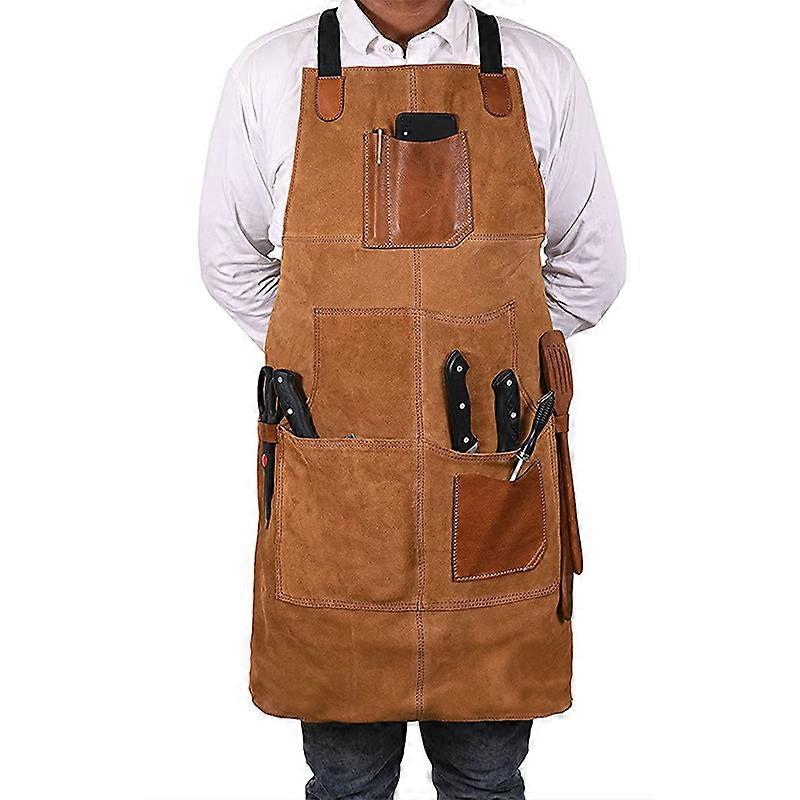 One Size Fits Utility Apron | Adjustable Cross-Back Straps | Multi-Use Shop Apron With Tool Pockets