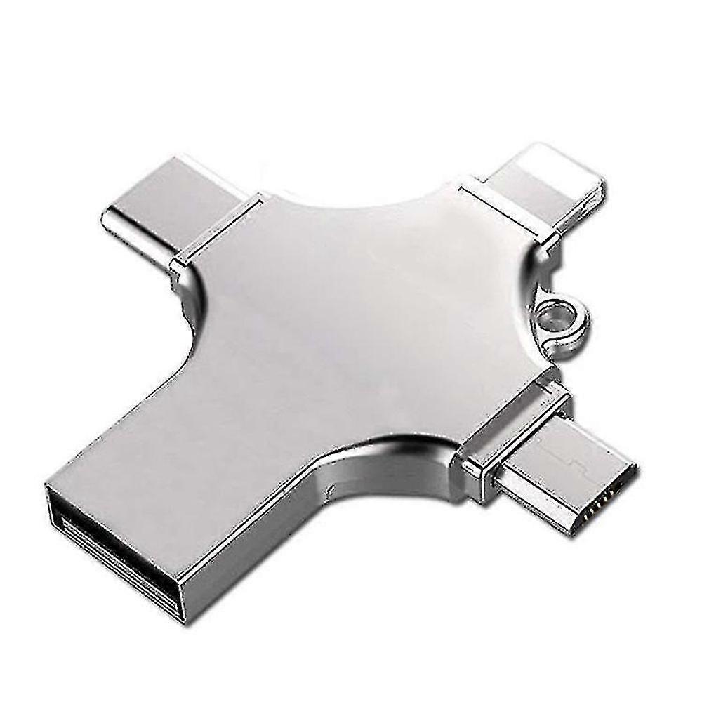 Hjyang 4 i 1 USB-flashdrev kompatibelt med Iphone, Micro Usb og Type C-enheder FLI