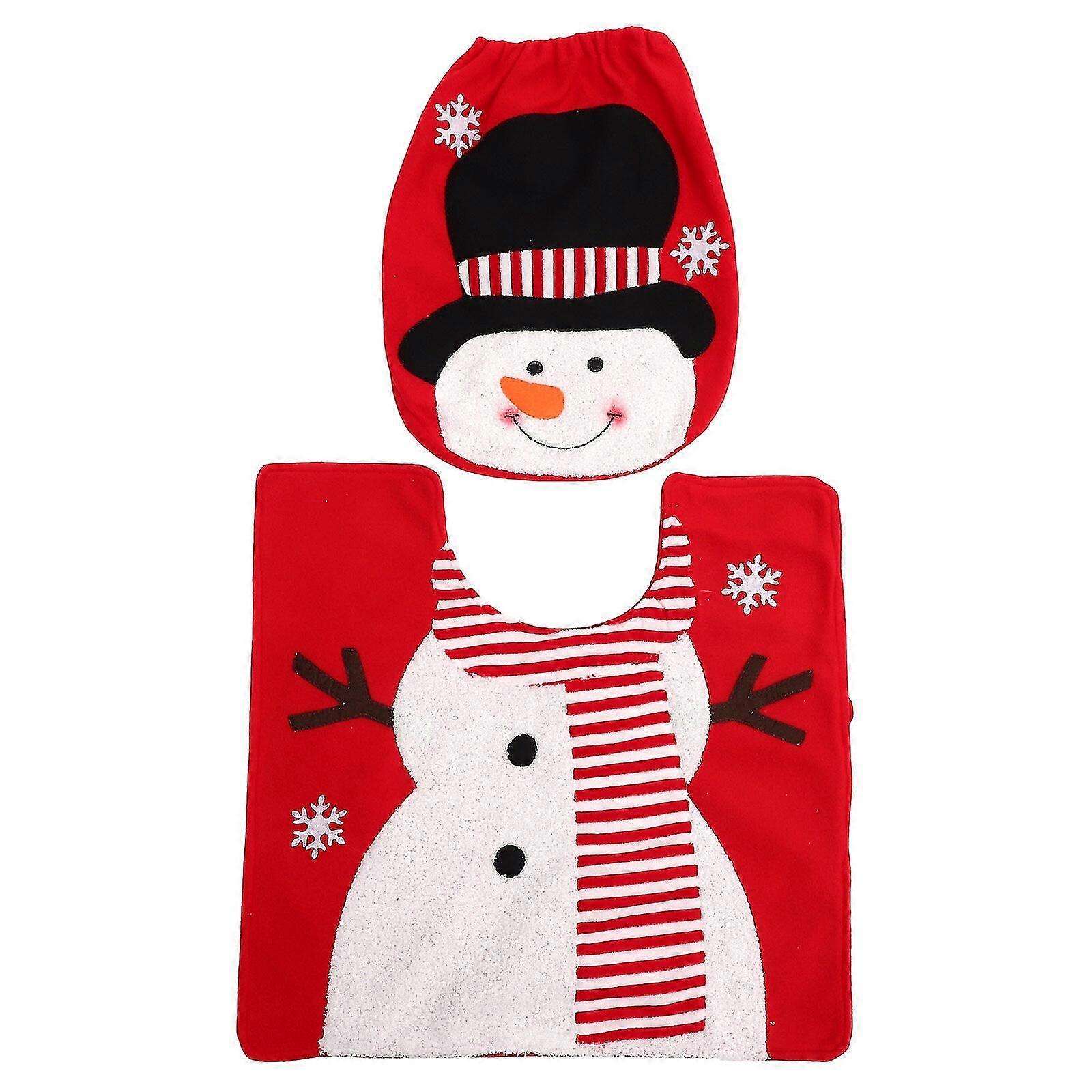 1 Set Weihnachten WC Deckel Protector Weihnachten WC Bodenmatte Dekorative WC Bodenmatte (Schneemann)
