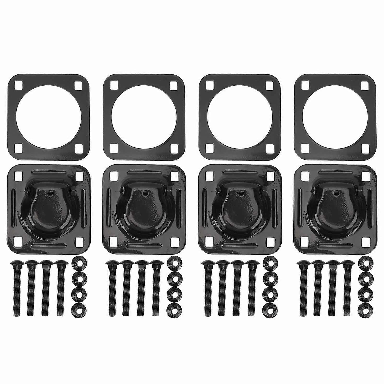 4 Pcs 1/2in Anchor Points 6000Lbs Load Capacity Recessed D Ring Tie Down Rings with Backing Support Plates for Heavy Duty Trailer