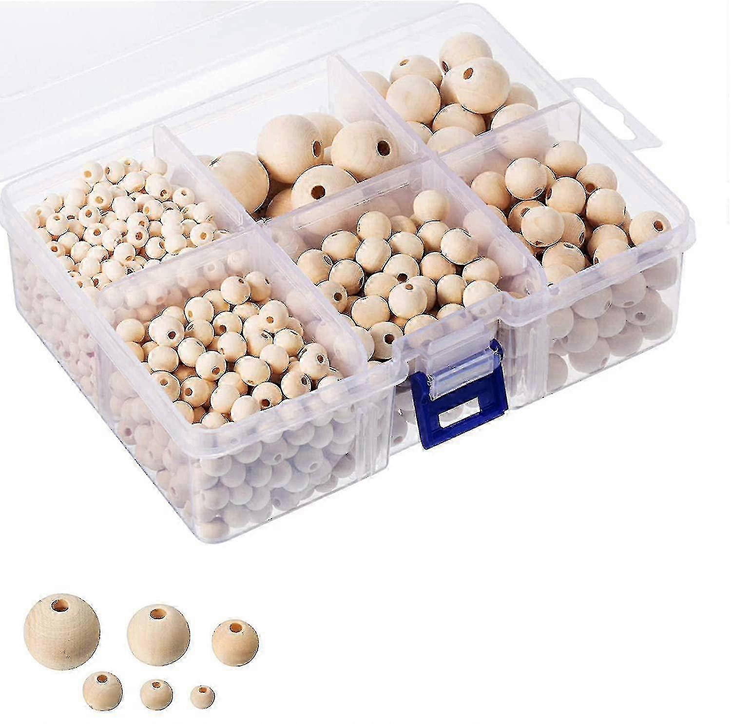1105pcs Wooden Beads Set for Arts and Crafts, Various Sizes with Holes for Easy Threading