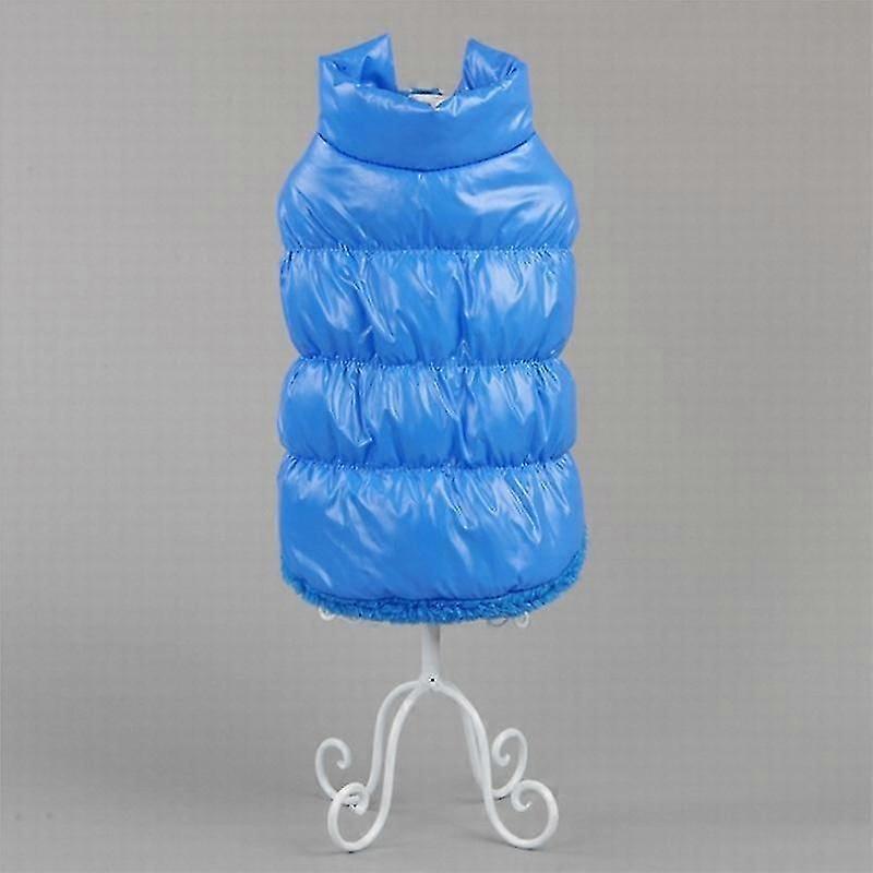 Hundkläder Vinter Franska Bulldog Hundkläder för liten hund Bomull Vadderad Varm Outfit Kappjacka för Chihuahua Husdjurskläder Blå Sleveless