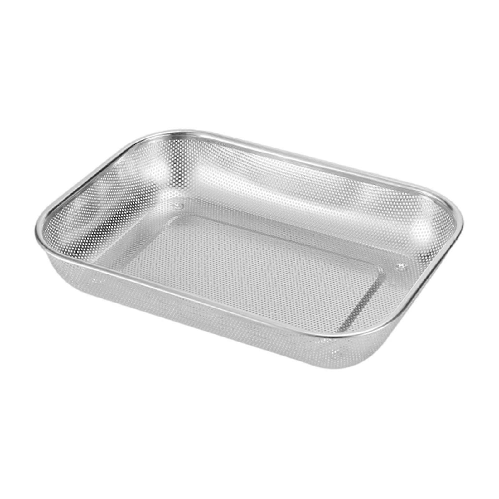Durable Rectangular Stainless Steel Meshes Colander For Efficient Fruit Vegetable Draining Kitchen Strainer Option S