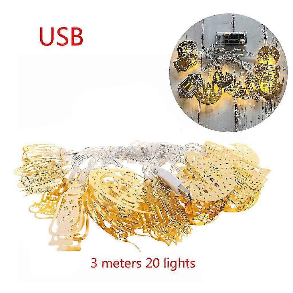 USB/Battery Power Ramadan Series String Lights String Lamp LED Eid String Light Muslim Islam Party Supplies ABS Material