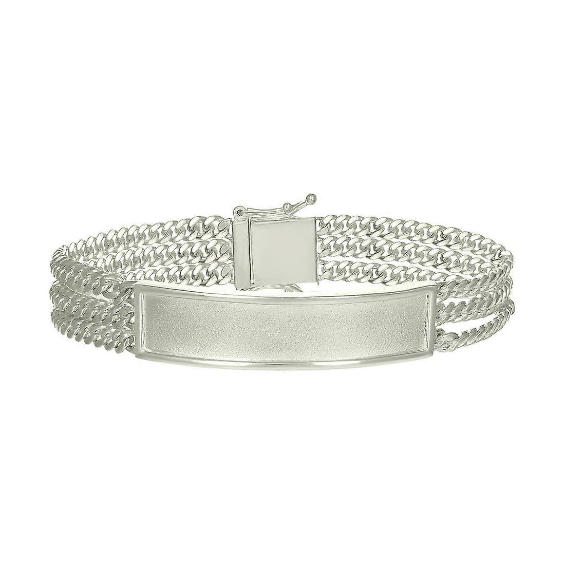 Pulseira de identificação masculina em prata de lei 925, modelo Comfort Curb Link, 8 polegadas (12,9 mm) de comprimento.