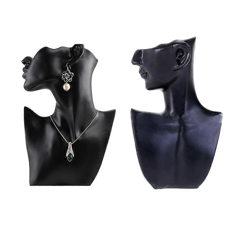 2 stycken stativ, svart hartsmaterial showcase smycken display hängsmycke + l