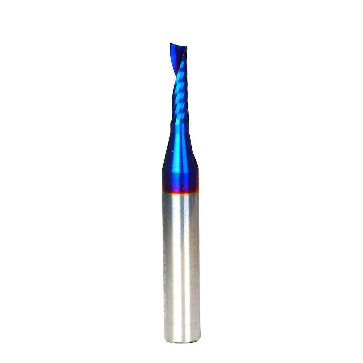 1/8 Inch Diameter Single Flute Upcut Spiral End Mill Router Bit with NACO Coating for CNC Machines - 1/4 Inch Shank
