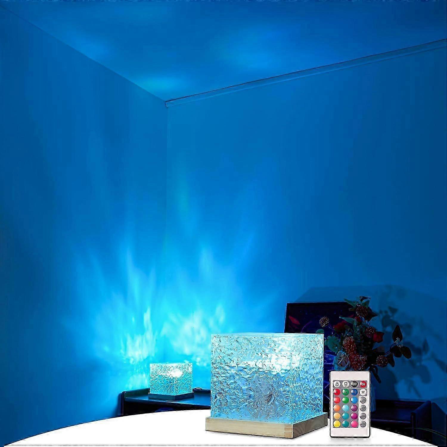 Ocean Wave Projector Light, 16 Color Gradual Rotating Flame Water Lamp, Northern