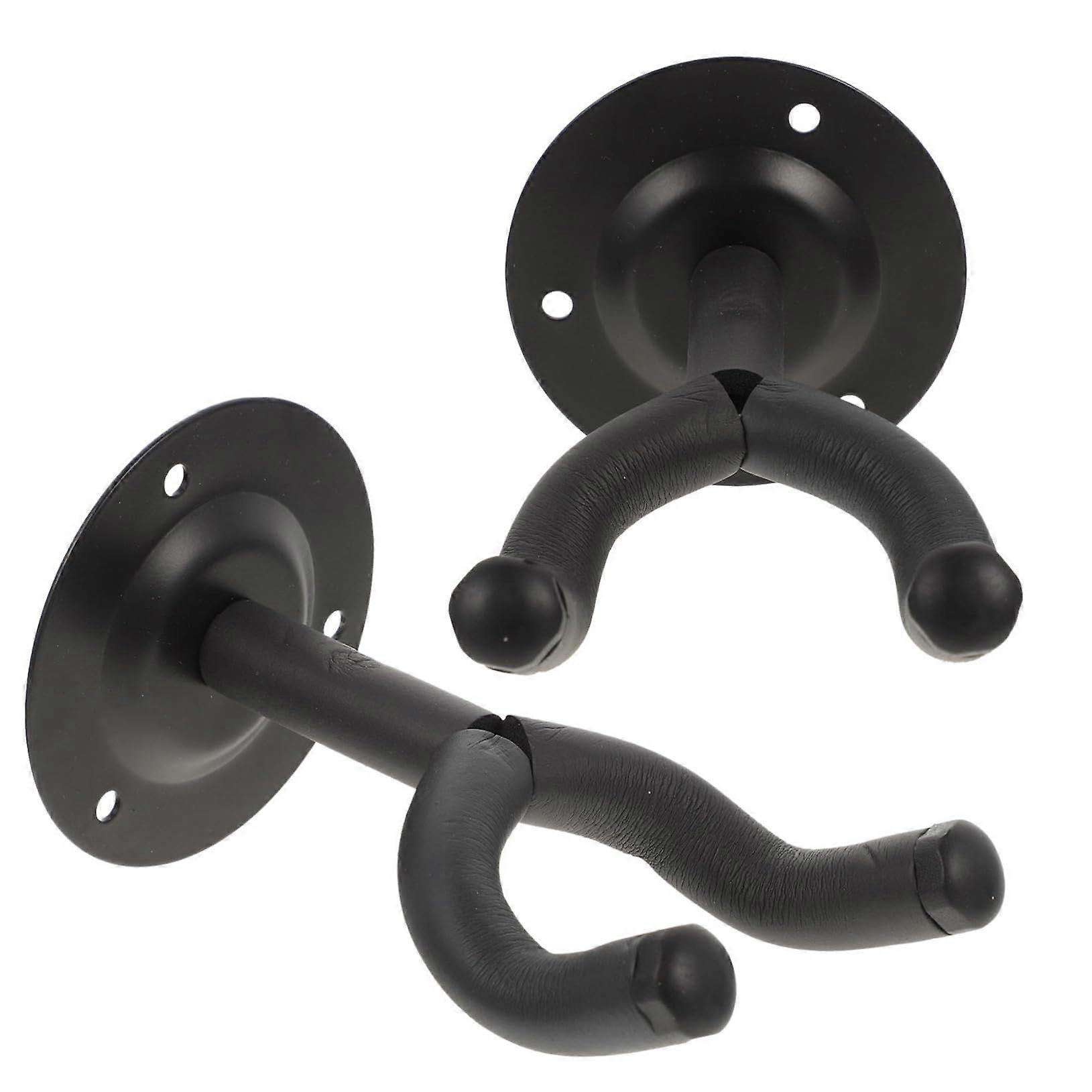 2 Pack Guitar Hooks Wall Mount Holder for Acoustic Guitar, Violin, Ukulele, Bass, No Screw Installation, Space-Saving Design