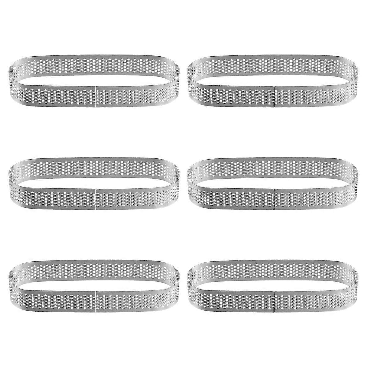 6PCS Oval Tart Ring Stainless Steel Perforated Mold Mousse Ring