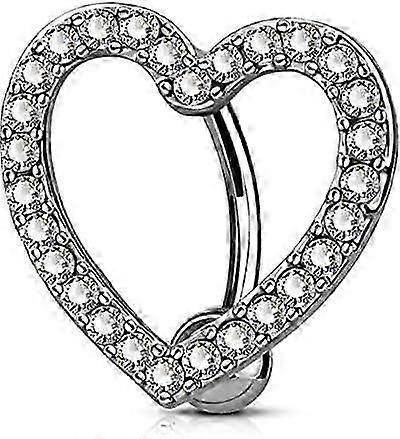 19mm Titanium Belly Button Rings, Heart Shaped Reverse Belly Ring, Paved Crystal Top-down Belly Button Piercing, Navel Rings For Women Men