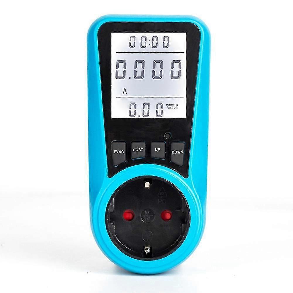 Smart Energy Meter, Wattmeter for Household Appliances, Blue LCD Display with Backlight, Overload Protection