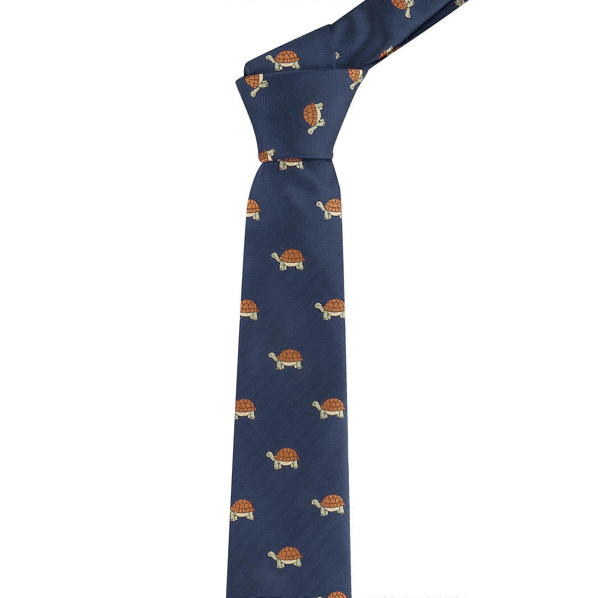 Navy Blue Tortoise Herringbone Tie
