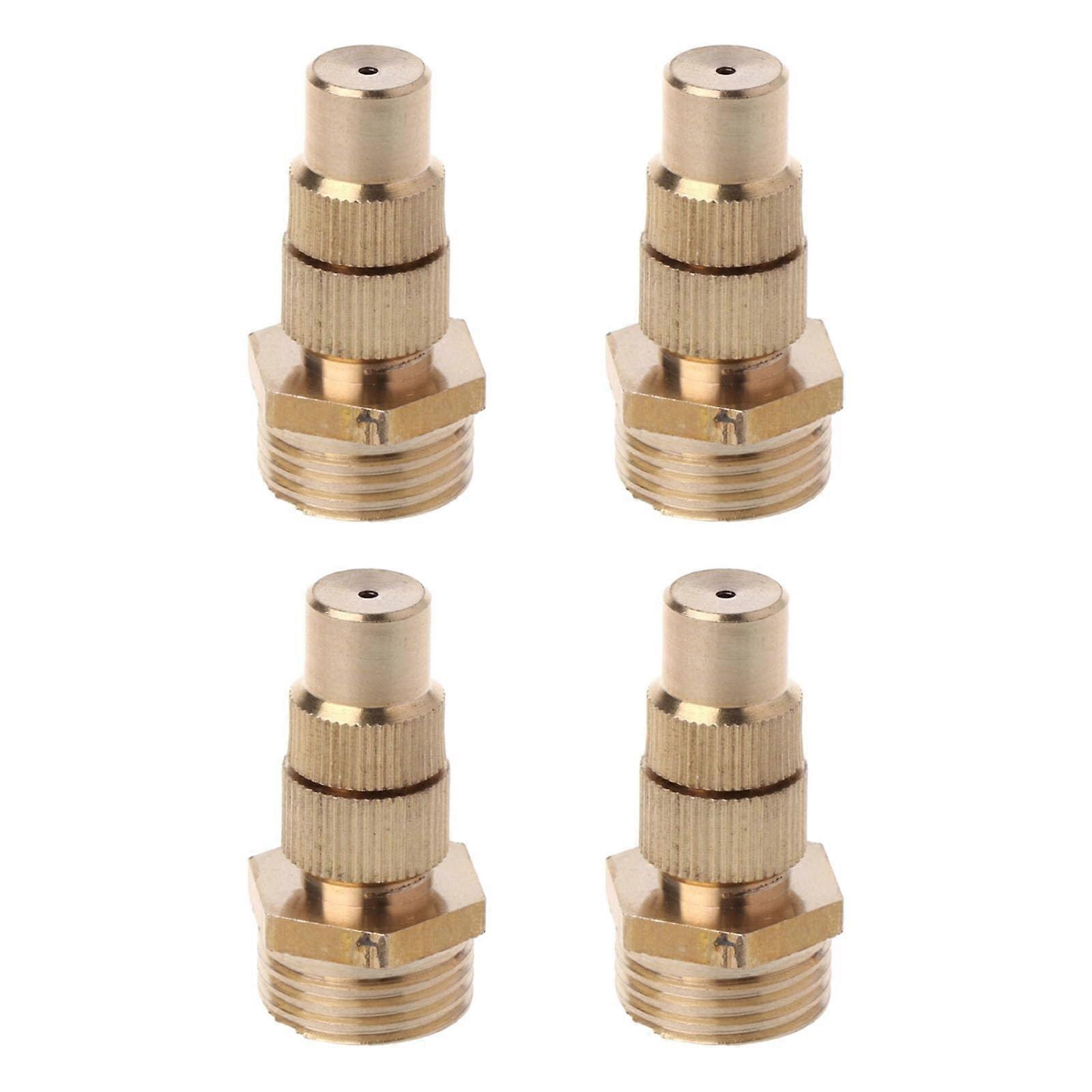 Brass High Pressure Nozzles Set of 4 for Garden Irrigation, Adjustable Atomization, 1/2 Inch, Uniform Spray