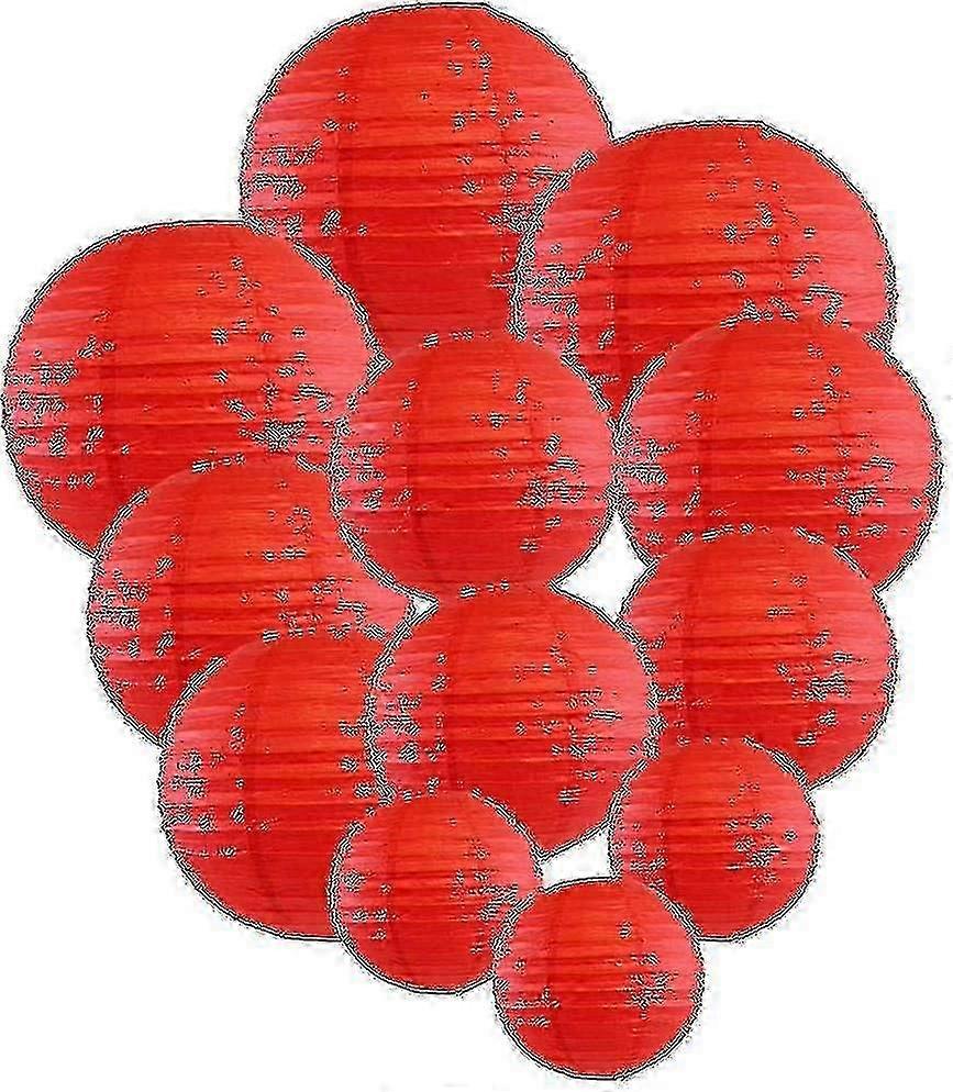 4つのサイズのパーティーの装飾のための12個のカラフルな紙のランタン - 赤