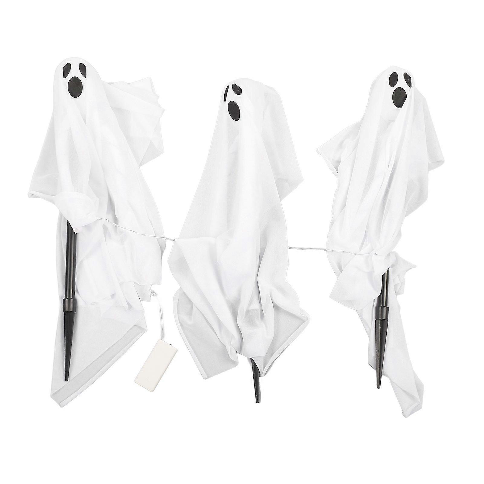 2025 Latest Model  Lighted Ghost Stakes White Ghost LED Lights Plastic Knitted