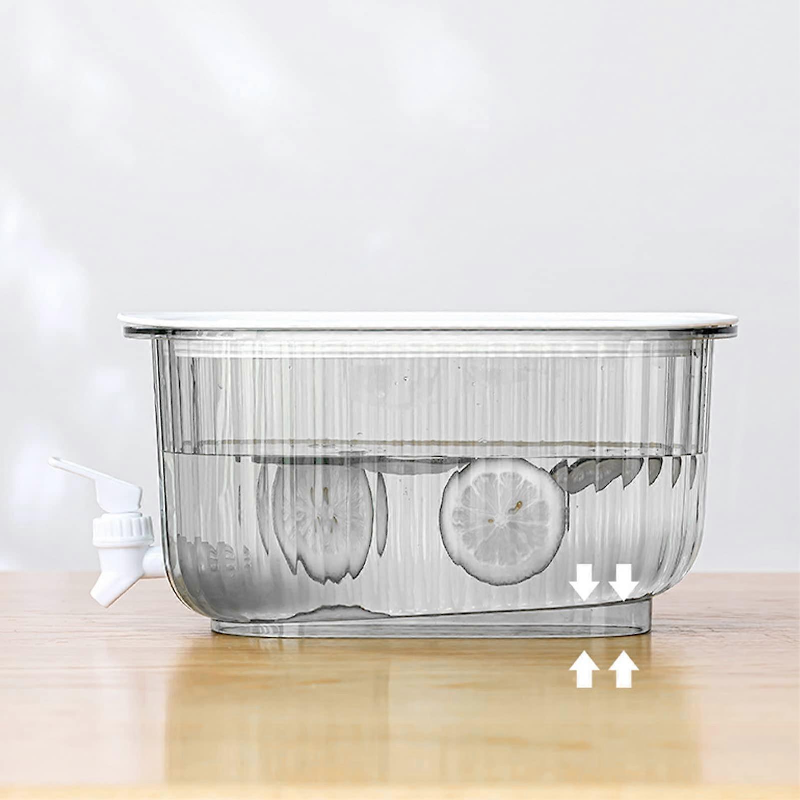 Drink protector Large beverage dispenser with tap, filter holes and iron base, Cold water kettle with tap, for home (Transparent white)