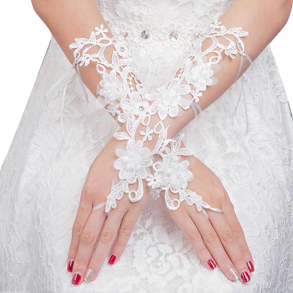 Lace Gloves For Wedding Fingerless Lace Gloves Elegant Appearance Bridal Design Engagement Party 1Pair