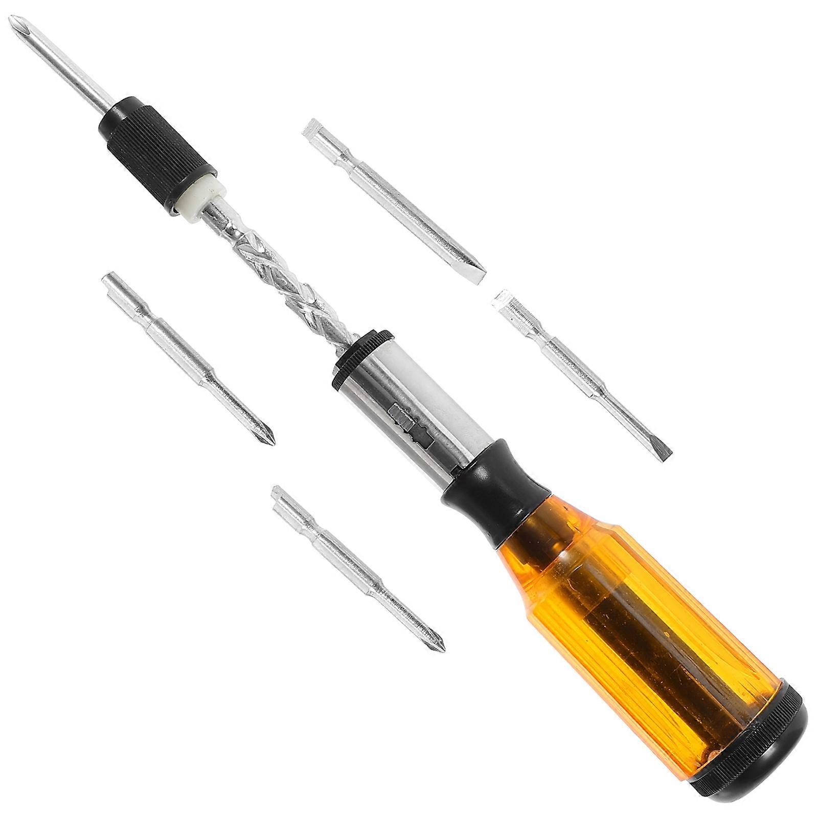 Ratchet Screw Driver Set Kit Handheld Screwdriver Repair Tool Diy Enthusiasts Cylindrical Yellow 22.00X3.40X3.40CM Ratcheting Function 1Set