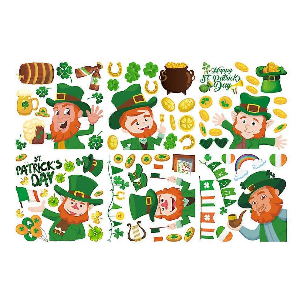 Irish Window Stickers Patrick's Day Wall Sticker House Owners Green 31.00X31.00X0.01CM 6Pack