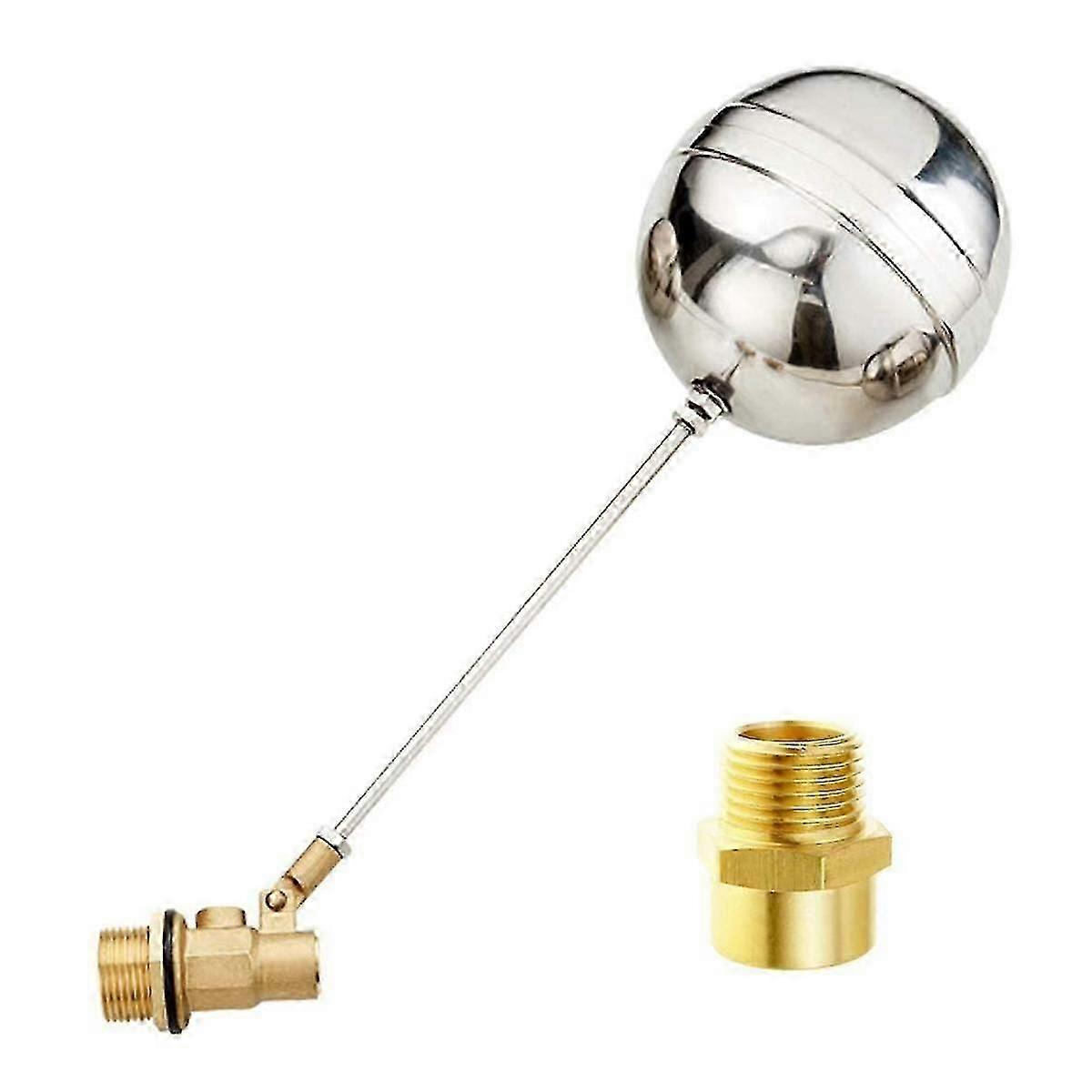 3/4" Threaded Brass Float Valve with Pipe Connector for Water Tank Automatic Level Control