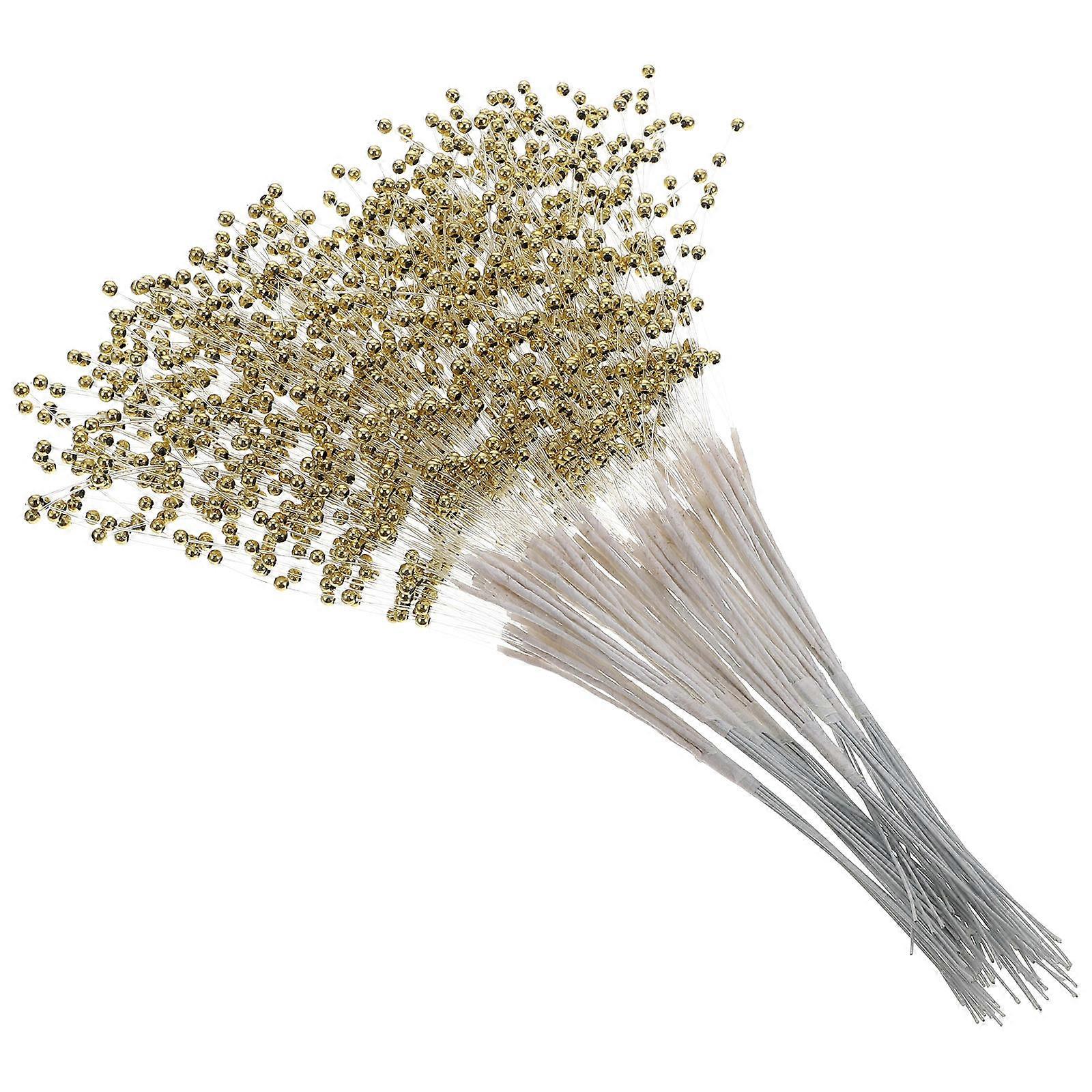 ブライダルブーケ素材パールガーランドビーズリースウェディングパーティーデコレーションゴールデンラウンドクラシック100個