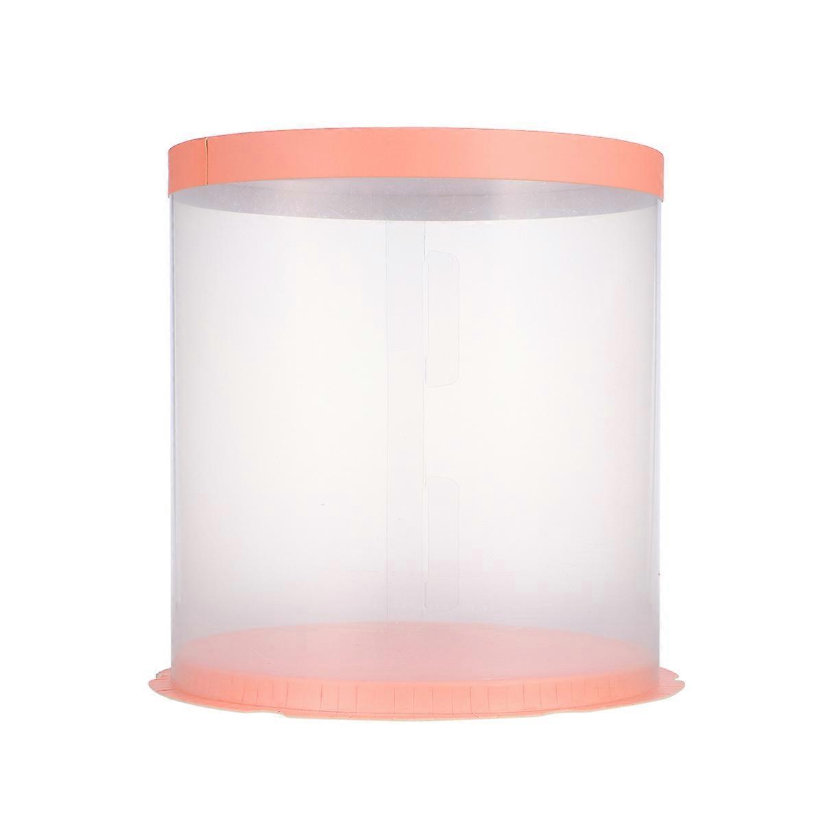Small Cake Packaging Box Round Cake Storage Containers Transparent Pink Double Layer 6inch 1Set