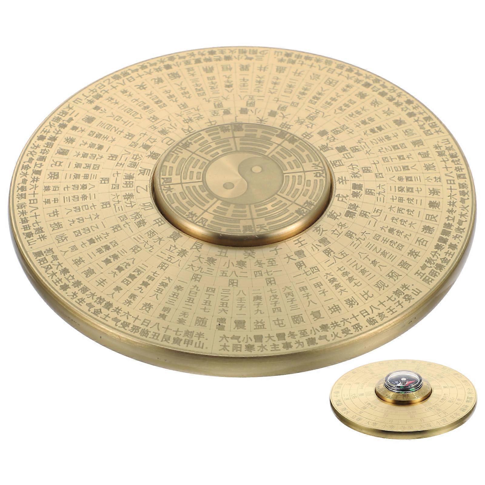 Portable Compass Traditional Chinese Style For Outdoor Activities Golden 8X8X1.5CM Direction Finding 1Pack