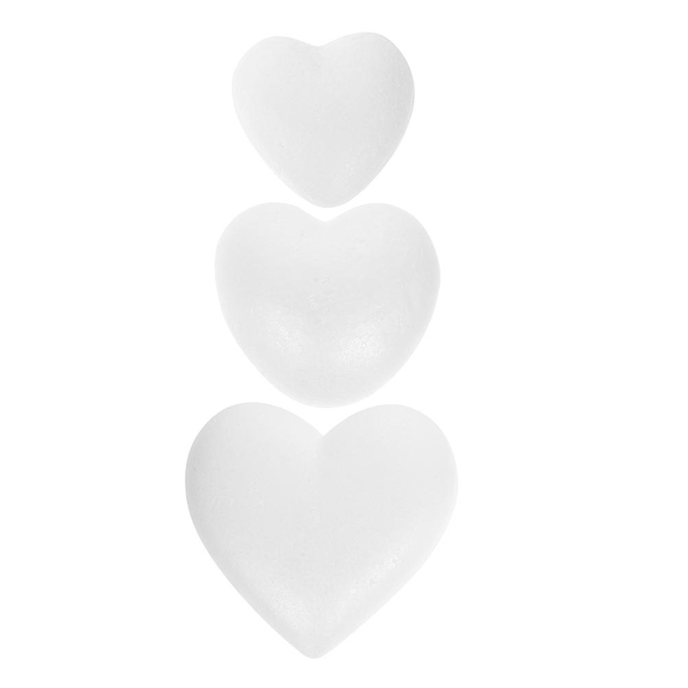 Blank Heart Foam Heart Shaped Model Foam For Models White 6.00X6.00X2.50cm Craft Decoration 3Pcs