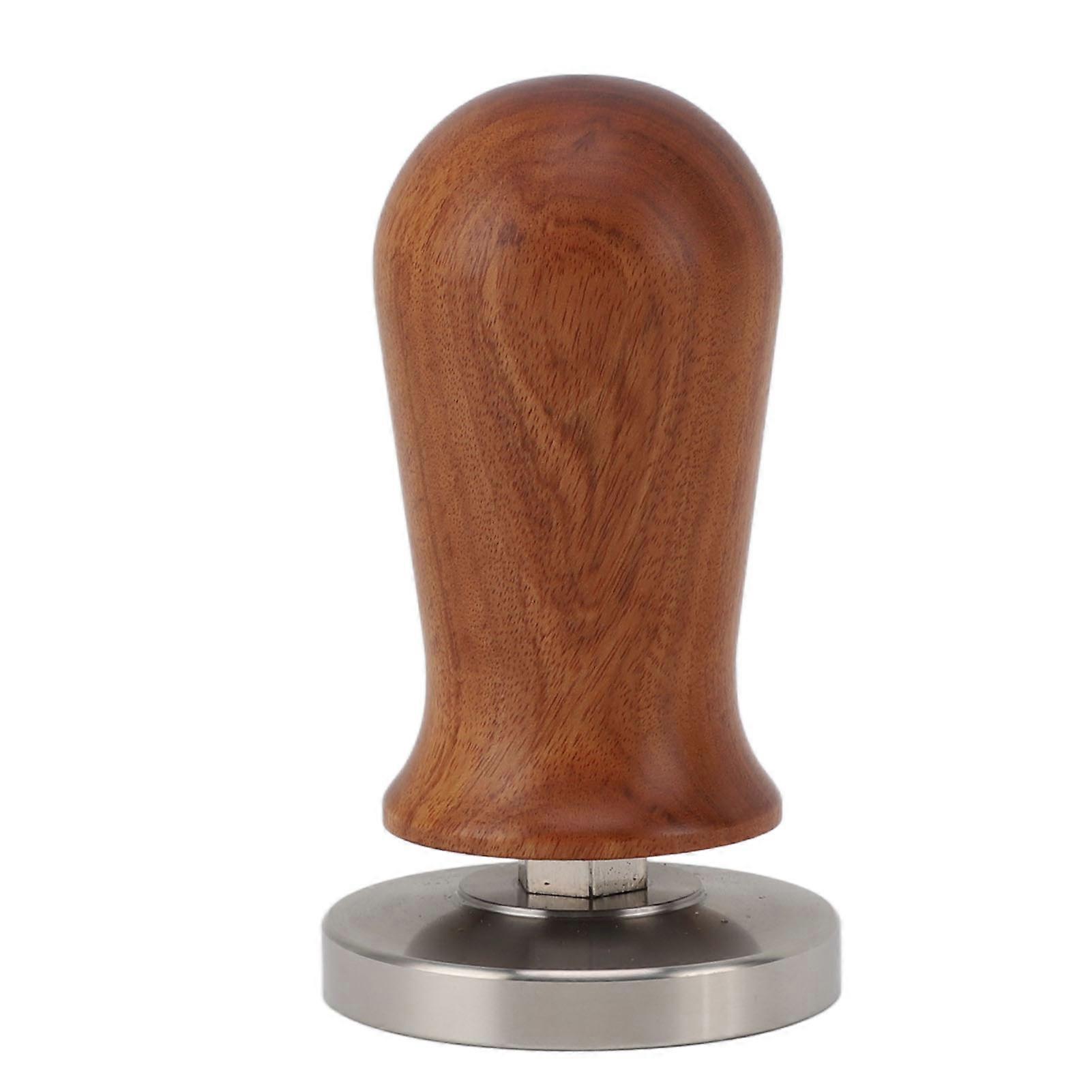 Coffee Leveling Tool, Flat Base, Wooden Handle, 304 Stainless Steel Elastic Press, 58mm Coffee Tamper