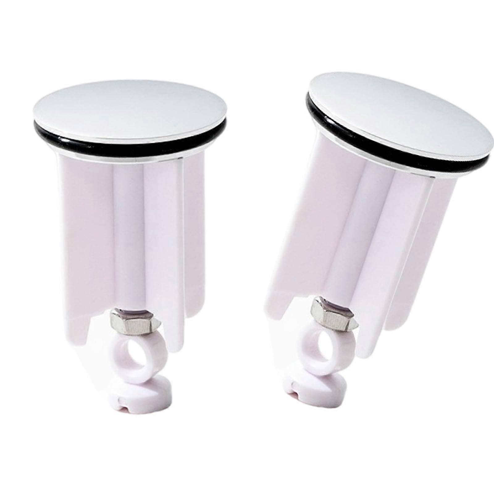 2 Pack Universal Sink Drain Stopper with Adjustable Height for Kitchen and Bathroom, White