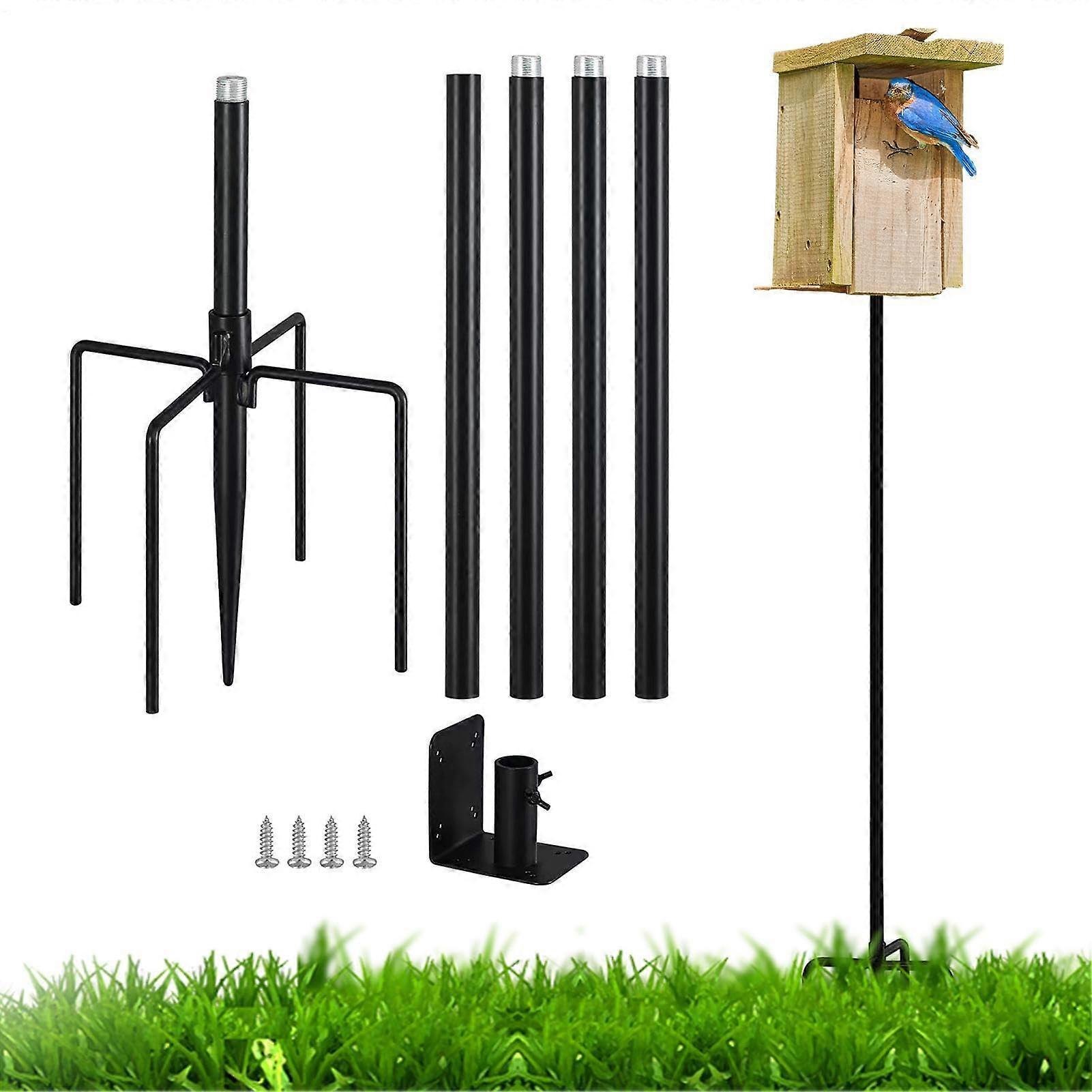 Shotets House Pole, Hummingbird Feeder Hanger Bluebird House Pole 6ft Garden Stake Ref: 2725