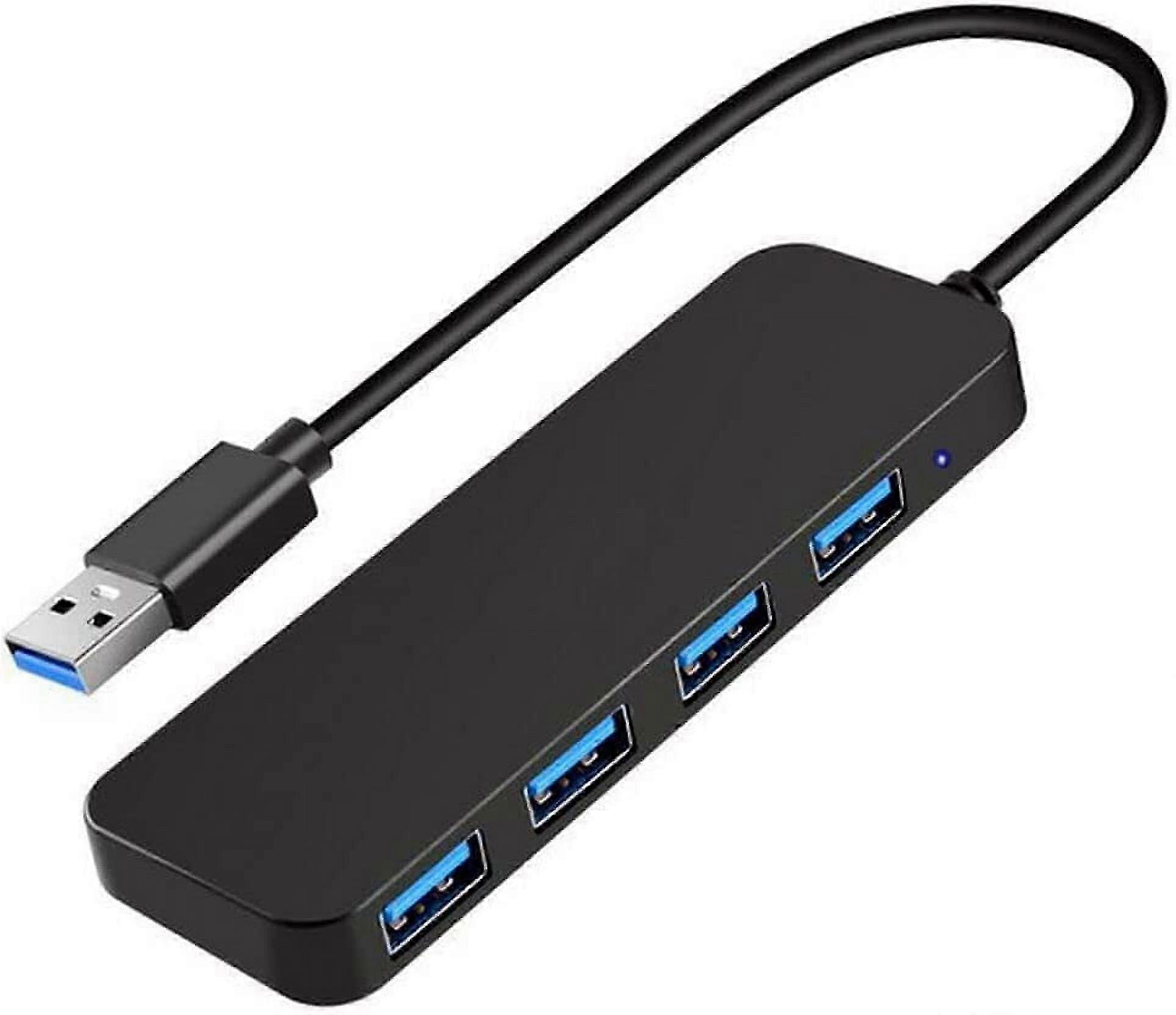 4 Port USB 3.0 Hub Expander for Laptop Black