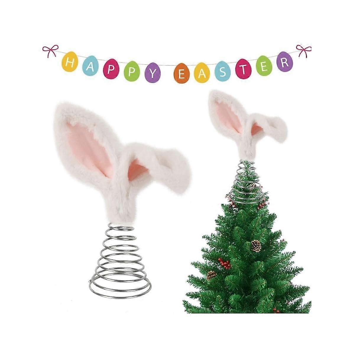 Easter Tree Topper - Plush Metal Rabbit Ears Decoration for Spring and Easter Trees, Holiday Home Decor, 2025 Model